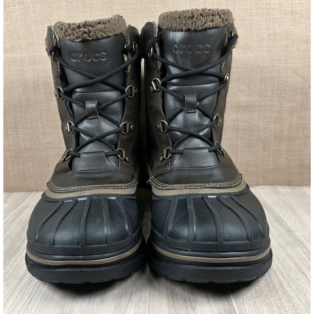 Crocs AllCast II Waterproof Dark Brown Mid Calf Lace‎ Up Snow Boots Men's Size 9